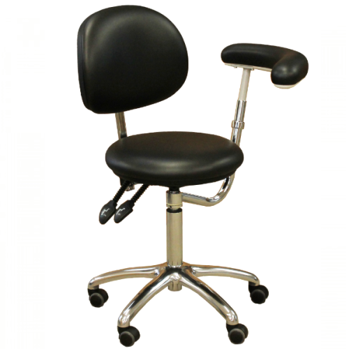 Round Dental Stool with Back Rest and Rotating Arm